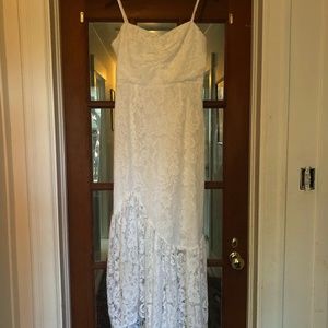 Lovers and Friends White Lacey Formal Midi Dress Size S